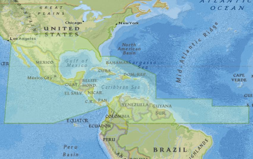 Map of MesoAmerican - Caribbean Sea